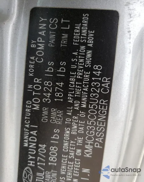 2005 Hyundai Accent Gs from USA, damaged, VIN KMHCG35C05U323148